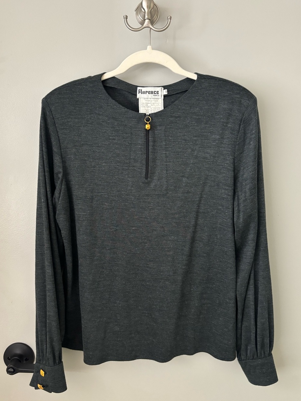 Vintage Florence Paris Gray Long Sleeve Top